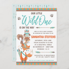 Invitación Animales pequeños Totem Wild One Baby Shower