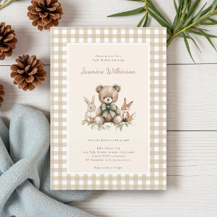 Invitación Animales rústicos beige de bosque Baby Shower Ging