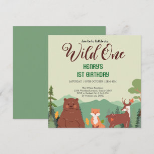 Invitación Animales rústicos boscosos silvestres un cumpleaño