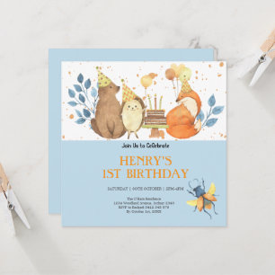 Invitación Animales rústicos boscosos silvestres un cumpleaño