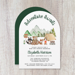 Invitación Animales rústicos de Woodland camping Baby Shower