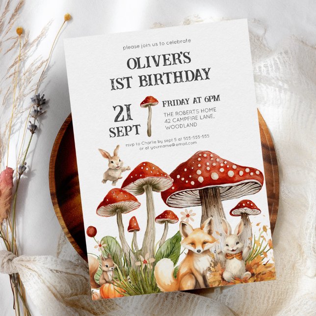 Invitación Animales rústicos de Woodland Niños primer cumplea (Subido por el creador)