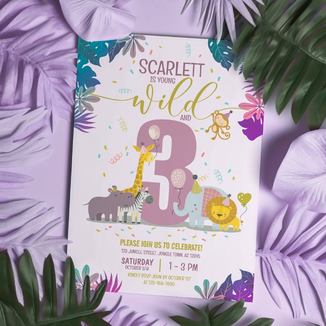 Invitación Animales Safari Chicas Jóvenes Salvajes y Tres Cum (Subido por el creador)