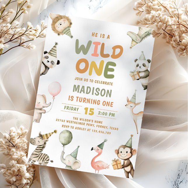 Invitación Animales Safari Cumpleaños Salvaje Uno (Subido por el creador)