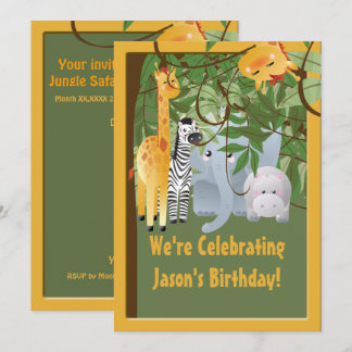 Invitación Animales Safari de la selva Personalizado de fiest