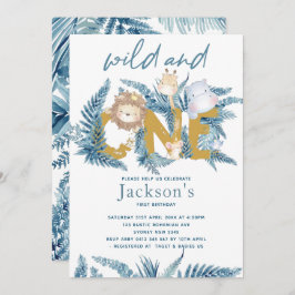 Invitación Animales Safari Exóticos Primer Cumpleaños