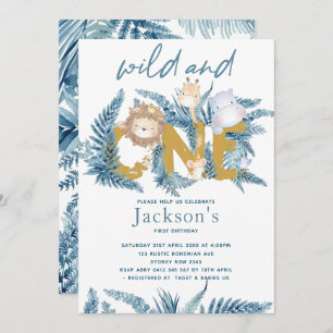 Invitación Animales Safari Exóticos Primer Cumpleaños