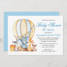 Animales Safari globan con Baby Shower azul por co