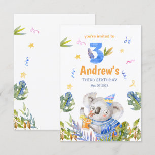 Invitación Animales Safari Koala, Cumpleaños Koala