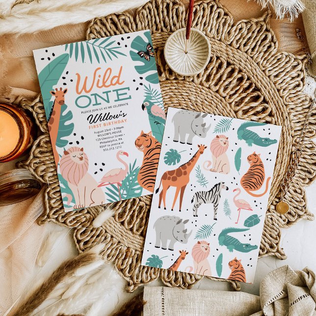 Invitación Animales Safari modernos salvajes Fiesta de un pri (Subido por el creador)