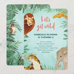 Invitación Animales Safari Nacimiento Fiesta de la Selva deja
