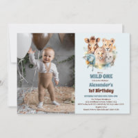 Animales Safari salvajes un primer cumpleaños