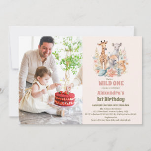 Invitación Animales Safari salvajes un primer cumpleaños