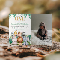 Animales Safari Wild One Birthday Photo