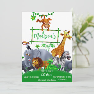 Invitación Animales Salvaje Uno Jungla vegetación safari invi