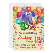 Animales salvajes con globos y cintas