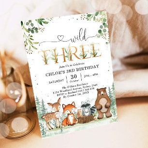 Invitación Animales Salvajes de la Fiesta del Bosque de los T