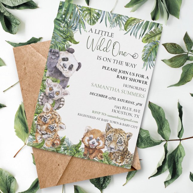 Invitación Animales salvajes de la jungla tropical de Baby Sh (Subido por el creador)
