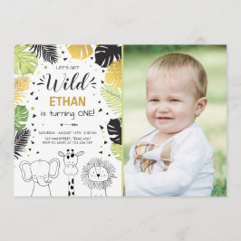 Invitación Animales salvajes de la selva del parque zoológico