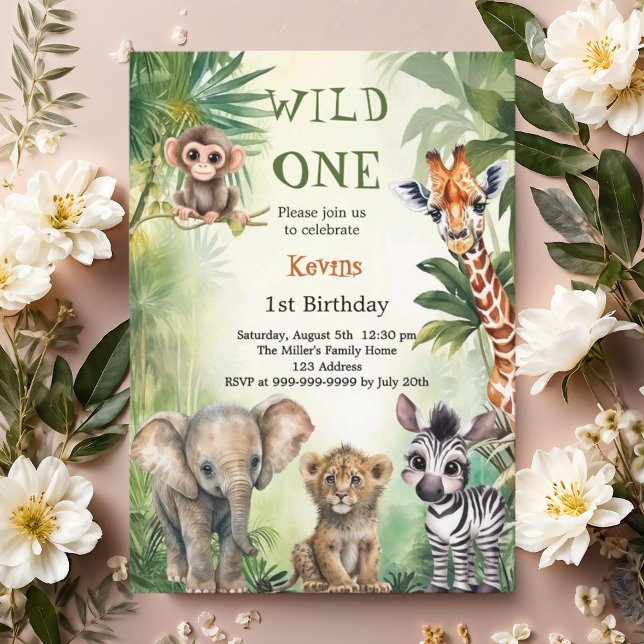 Invitación Animales salvajes de la selva del safari 1 cumplea (Subido por el creador)