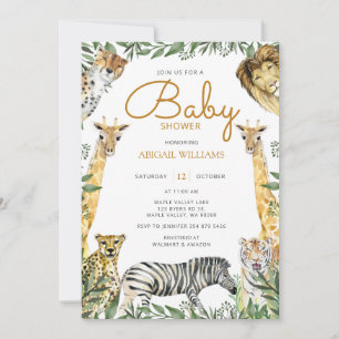 Invitación Animales salvajes de Safari con Baby Shower de jir
