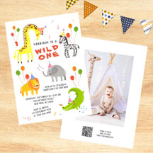 Animales salvajes de Safari de primer cumpleaños