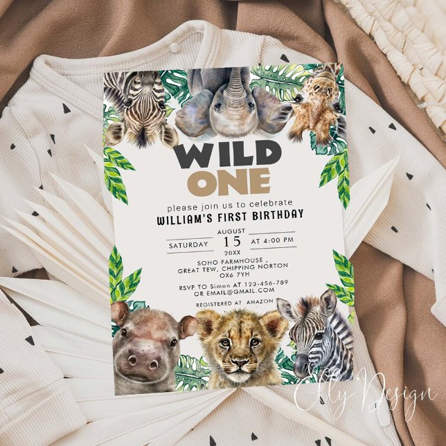 Invitación Animales salvajes de Safari de un cumpleaños (Subido por el creador)