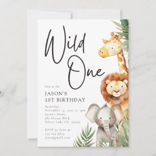 Invitación Animales salvajes de Safari de un solo sabor prime
