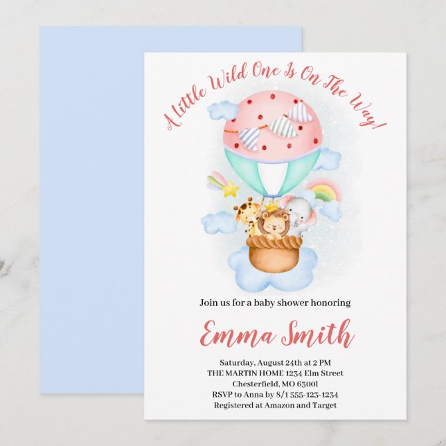 Invitación Animales salvajes de Safari de una Jungla envían B (Anverso / Reverso)