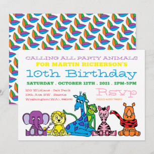 Invitación Animales salvajes de Safari, fiesta de cumpleaños 