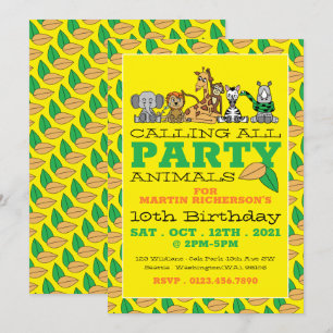 Invitación Animales salvajes de Safari, fiesta de cumpleaños