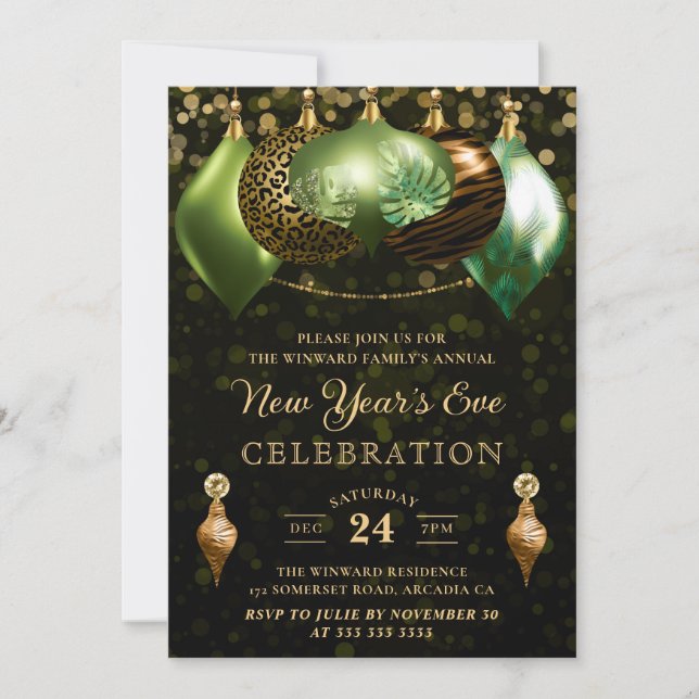 Invitación Animales salvajes de Safari imprimen baubles víspe (Anverso)