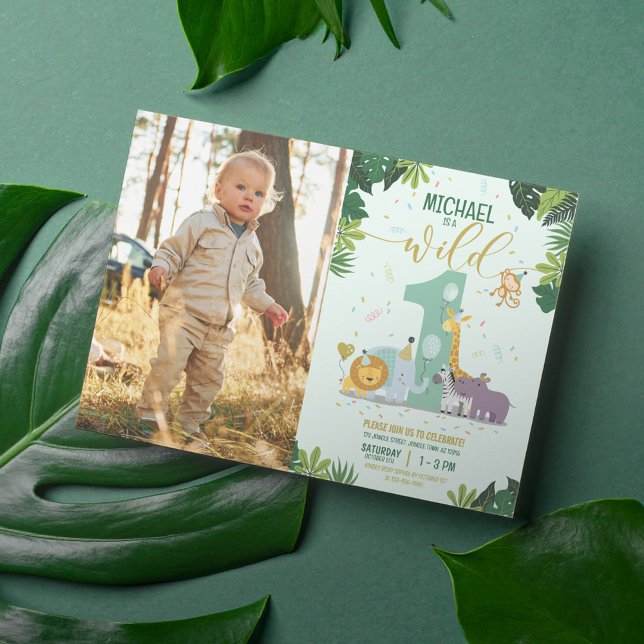 Invitación Animales salvajes de Safari lindo cumpleaños de fo (Subido por el creador)