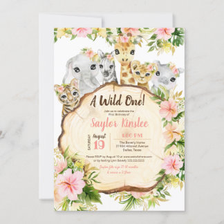 Invitación Animales salvajes de Safari lindo primer cumpleaño