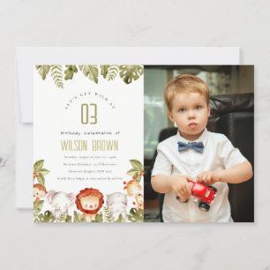 Invitación Animales salvajes de Safari tropical foto de niños