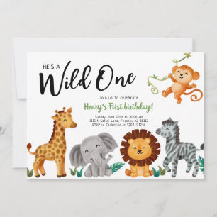 Invitación Animales salvajes de un día de fiesta de cumpleaño