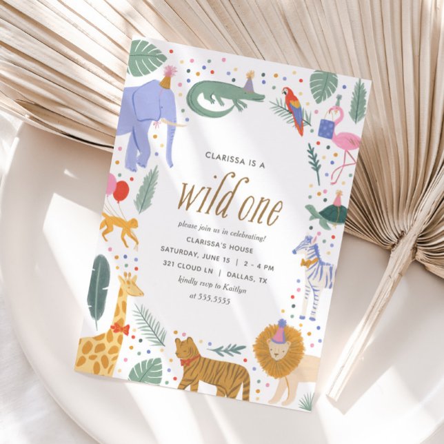 Invitación Animales salvajes de un Safari Fiesta de primer cu (Subido por el creador)