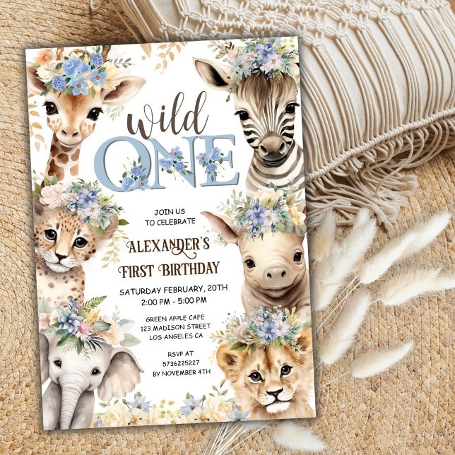 Invitación Animales salvajes de un Safari | Niño 1º cumpleaño (Subido por el creador)