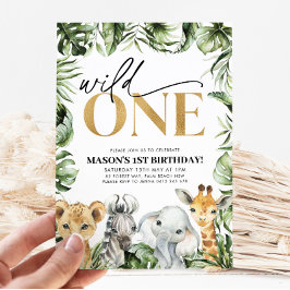 Invitación Animales salvajes de un Safari Niños de primer cum