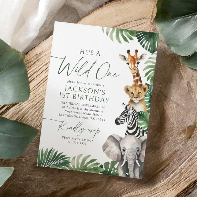 Invitación Animales salvajes de un Safari primer cumpleaños (Subido por el creador)
