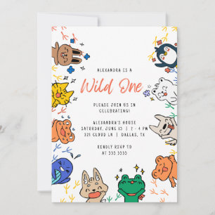 Invitación Animales salvajes de un solo lindo 1 cumpleaños In