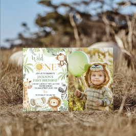Invitación Animales salvajes de una jungla foto de primer cum