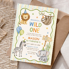 Invitación Animales Salvajes Fiesta de Cumpleaños Safari 