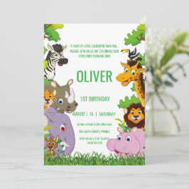 Invitación Animales Salvajes Uno Selva vegetación safari Para