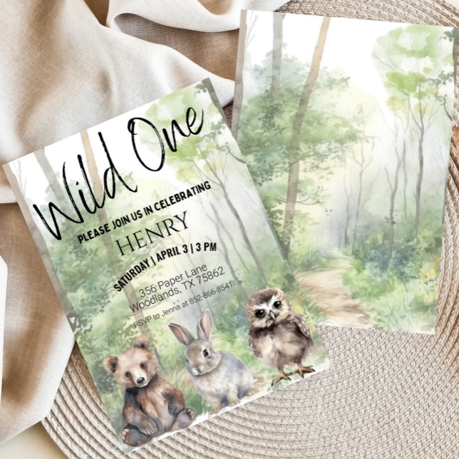 Invitación Animales silvestres de bosques invitan a un primer (Subido por el creador)