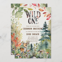 Invitación Animales silvestres de un bebé de Woodland Rustic