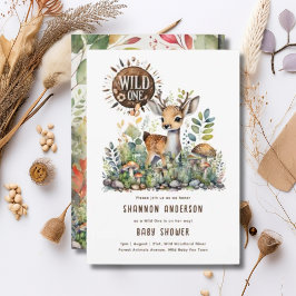 Invitación Animales silvestres de un bebé de Woodland Rustic
