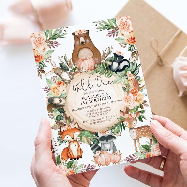 Invitación Animales silvestres de un otoño con flores de bosq (Subido por el creador)