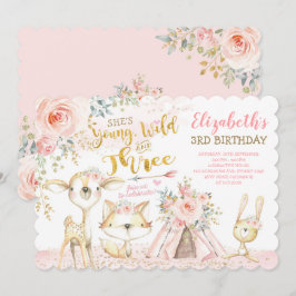 Invitación Animales silvestres y tribales de Woodland Tercer