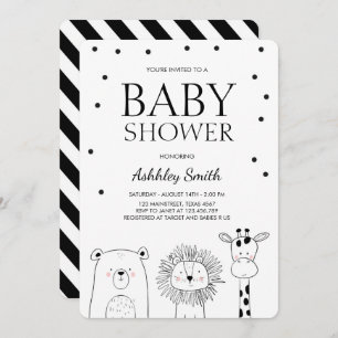 Invitación Animales Una ducha de bebé invita al Zoo Safari Ne